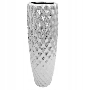 Wazon ceramiczny nowoczesny flakon na kwiaty srebrny 44 cm wysoki glamour - Wazony i flakony - miniaturka - grafika 1