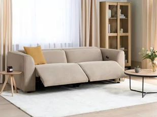 Sofa z elektryczną funkcją relaksu z ładowarką sztruksowa piaskowa ULVEN - Sofy i kanapy - miniaturka - grafika 5