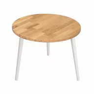Ławy i stoliki kawowe - Stolik okrągły z drewna dębowego Modern Oak, Wykończenie nogi - Buk - farba szara, Średnica blatu [cm] - 60, Wysokość [cm] - 41 - miniaturka - grafika 1