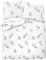 Pościel - Detexpol Pościel satynowa 220x200 biała niebieska kwiaty 4403 A Home Satin 122 - miniaturka - grafika 1