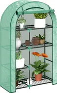 Szklarnie ogrodowe - Szklarnia Outsunny z okrągłymi drzwiami dachowymi, półkami, zimoodporna szklarnia z folii stalowej, szklarnia na balkon, do ogrodu, szklarnia na pomidory 100 x 45 x 160 cm, szklarnia na pomidory, warzywa, kwiaty, zieleń - miniaturka - grafika 1