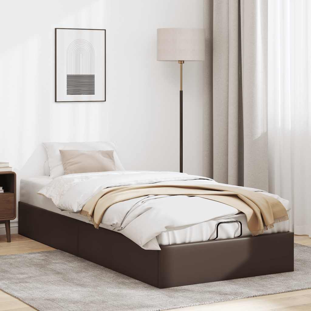 vidaXL vidaXL Rama łóżka otomana bez materaca, brązowa, 100x200 cm, ekoskóra
