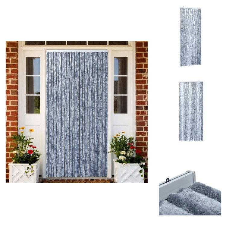 vidaXL Zasłona przeciw owadom srebrna 90x220 cm szenilowa - moskitiera