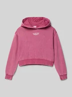 Bluzy dla dziewczynek - Bluza z kapturem o kroju oversized z mieszanki bawełny - miniaturka - grafika 1