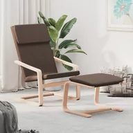 Fotele - vidaXL Fotel z podnóżkiem, ciemnobrązowy, obity tkaniną - miniaturka - grafika 1