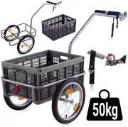 Wózki magazynowe - Wózek rowerowy przyczepka transportowa do roweru HIGHER 50kg - miniaturka - grafika 1