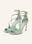 Sandały damskie - Jimmy Choo Lakierowane Sandały Na Obcasie Aiza 95 gruen - miniaturka - grafika 1