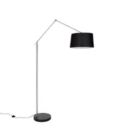 Lampy stojące - QAZQA Nowoczesna lampa podłogowa stalowy lniany abażur czarny 45 cm - Editor - miniaturka - grafika 1
