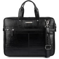 Torby na laptopy - Torba Aktówka Damska Skórzana Teczka na Laptopa Elegancka A4 Duża Czarna - miniaturka - grafika 1