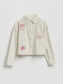 Bluzki dla dziewczynek - Reserved - Koszula w kratę - złamana biel - miniaturka - grafika 1