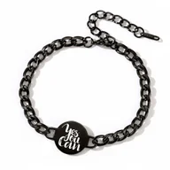 Bransolety męskie - Bransoletka męska z grawerem czarna pancerka stal chirurgiczna - miniaturka - grafika 1