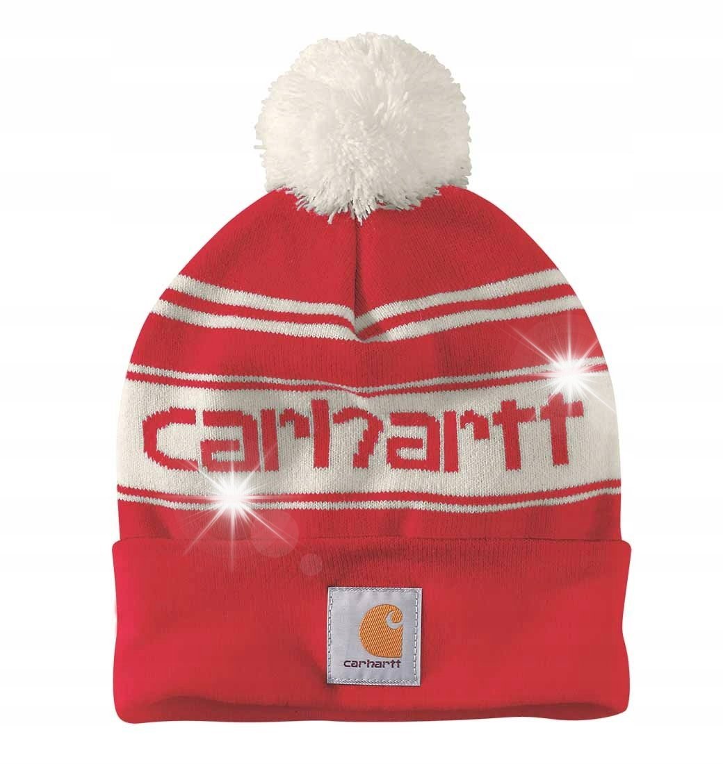 CZAPKA ZIMOWA Z POMPONEM CARHARTT KNIT POM-POM CUFFED LOGO BEANIE CIEPŁA
