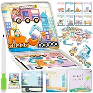 Układanki dla dzieci - Puzzle Magnetyczne Montessori Układanka Samochody U977 - miniaturka - grafika 1