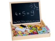 Tablice dla dzieci - TABLICA DREWNIANA MAGNETYCZNO KREDOWA AKCESORIA - miniaturka - grafika 1