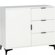 Komody - Komoda 1000 1D3S Len 03 Biały Mat Lena Biała Meblomax Biały - miniaturka - grafika 1