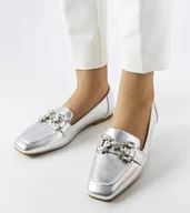 Mokasyny damskie - Srebrne mokasyny z cyrkoniami Marechal-40 - miniaturka - grafika 1