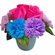 Sztuczne kwiaty - Bukiet z Kwiatów mydlanych kompozycja stroik róże mydlane PREZENT upominek - miniaturka - grafika 1