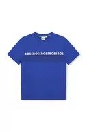 Koszulki dla chłopców - BOSS t-shirt dziecięcy kolor niebieski z nadrukiem - Boss - miniaturka - grafika 1