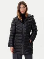 Płaszcze damskie - DKNY Płaszcz zimowy DLEMPV38 Czarny Slim Fit - miniaturka - grafika 1