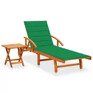 Leżaki ogrodowe - vidaXL Ogrodowy leżak ze stolikiem i poduszką lite drewno akacjowe 3061622 - miniaturka - grafika 1