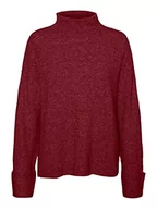 Swetry damskie - VERO MODA Damski sweter z dzianiny, stójka, Cabernet/Szczegóły: melanż, XS - miniaturka - grafika 1