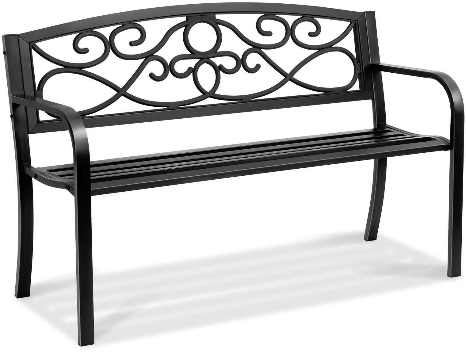 VEVOR Ławka ogrodowa 127 cm - metalowa 250 kg - z oparciem i podłokietnikami