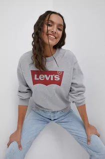 Bluzy damskie - Levi's Levi's bluza bawełniana damska kolor szary z nadrukiem - grafika 1