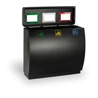 Kosze biurowe - B2B Partner Kosz do segregacji śmieci, 3x 50 l, metalowy 405003 - miniaturka - grafika 1