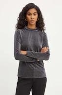 Bluzki damskie - Armani Exchange bluzka damska kolor srebrny gładka 6DYMCQ YJLXZ - miniaturka - grafika 1