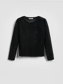 Bluzki dla dziewczynek - Reserved - Dzianinowa bluzka z topem - czarny - miniaturka - grafika 1