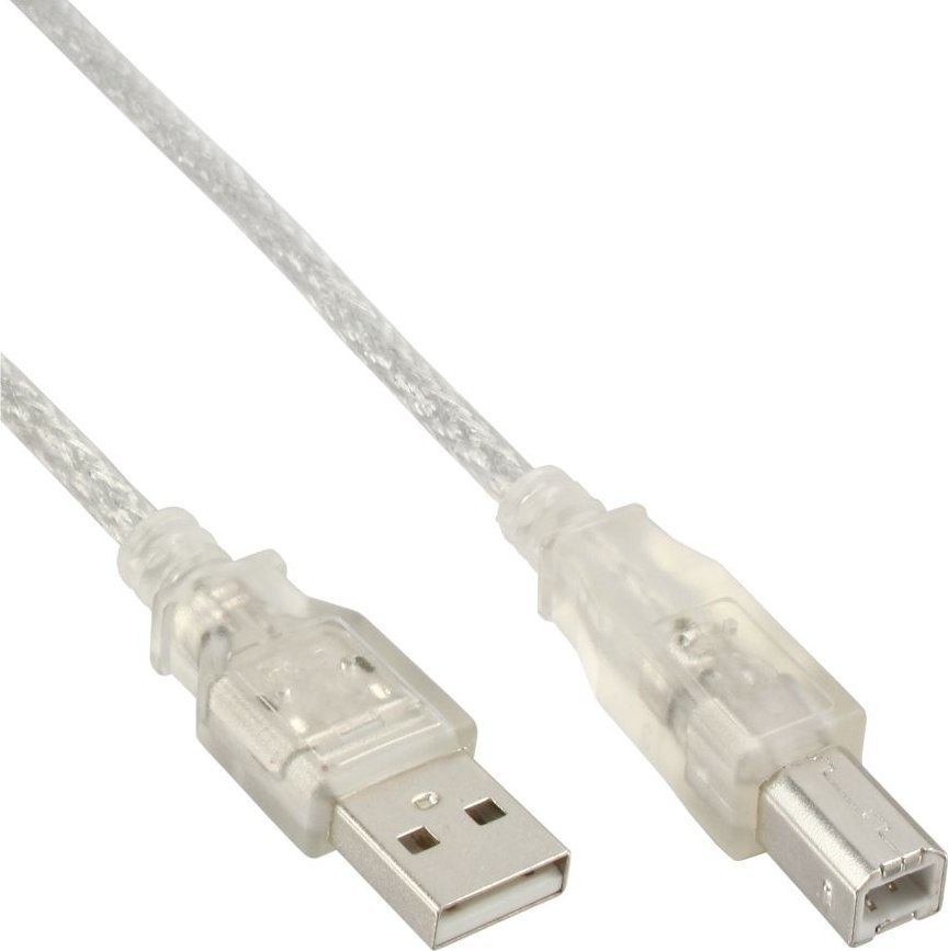 Kabel USB InLine USB-A - USB-B 1 m Przezroczysty 34510T