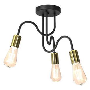 Luminex Dow 7993 plafon lampa sufitowa 3x60W E27 czarny/złoty - Lampy sufitowe - miniaturka - grafika 1