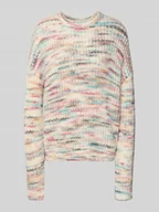 Swetry damskie - Sweter o kroju oversized z efektem dzianiny z dodatkiem wełny i wełny z alpaki - miniaturka - grafika 1