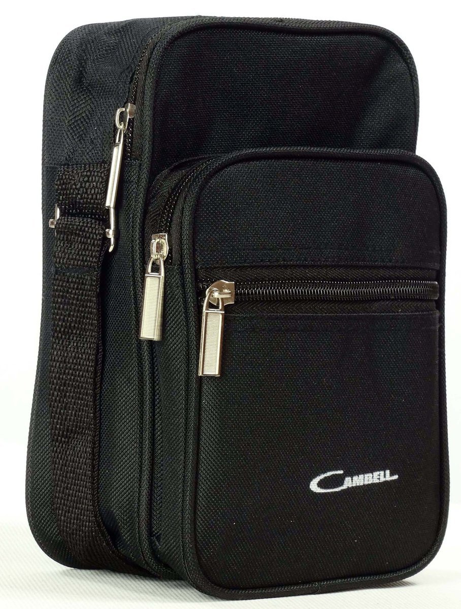 Mała Męska Na Ramię Torba Saszetka Organizer Czarna Regulowany Pasek