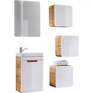 Meble łazienkowe - Zestaw Mebli do Łazienki Set 40 z Lustrem Aruba Comad Biały, Dąb Craft Złoty - miniaturka - grafika 1