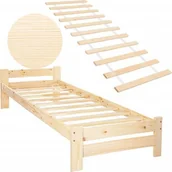 Stelaże pod materac - Łóżko drewniane jednoosobowe 200x90 rama ze stelażem, jasny brąz UNIWERSALNY - miniaturka - grafika 1