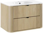 Szafki łazienkowe - Szafka pod umywalkę OVALIA CREMONA 2S 80cm dąb cremona z umywalką wpuszczaną PURE COMAD - miniaturka - grafika 1