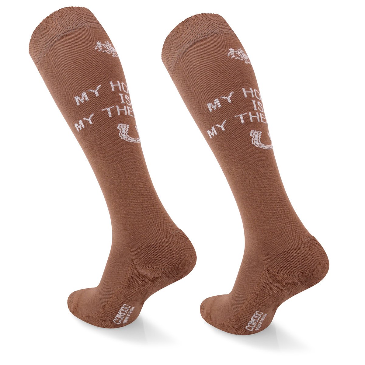 Cienkie letnie podkolanówki jeździeckie COMODO z napisem 