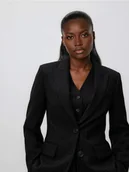 Marynarki i żakiety damskie - Reserved - Jednorzędowa marynarka z wiskozą - czarny - miniaturka - grafika 1