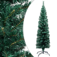 Choinki - vidaXL Smukła sztuczna choinka ze stojakiem, zielona, 150 cm, PVC - miniaturka - grafika 1