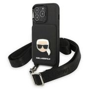 Etui i futerały do telefonów - Karl Lagerfeld KLHCP13LSAKHPK iPhone 13 Pro / 13 6,1" hardcase Saffiano Metal Karl Head - miniaturka - grafika 1