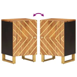 Szafka łazienkowa, brązowo-czarna, 38x33,5x58 cm, drewno mango  Lumarko! - Toaletki - miniaturka - grafika 8