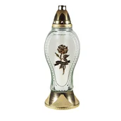 Lampiony i znicze - Znicz szklany L 1750 róża 28,5 x 13 cm 45 h 150 g złoty - miniaturka - grafika 1