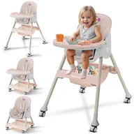 Krzesełka do karmienia - DZIECIĘCE KRZESEŁKO DO KARMIENIA CYNAMONEK 4W1 RÓŻOWE - miniaturka - grafika 1