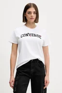 Koszulki sportowe damskie - Converse t-shirt bawełniany damski kolor biały CVW5T026 - miniaturka - grafika 1