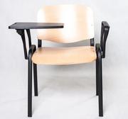 Fotele i krzesła biurowe - Krzesło szkoleniowe ISO wood z pulpitem i podłokietnikami, sklejka buk - miniaturka - grafika 1