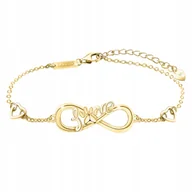 Bransoletki - Złota Bransoletka Nieskończoność Damska Łapa Psia Łapka Kota z Napisem Love - miniaturka - grafika 1