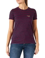 Koszulki i topy damskie - People Tree Happy Embroidered Stripe Tee T-Shirt damski, Wielokolorowy (Navy And Pink Nyx), 34 - miniaturka - grafika 1