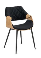 Krzesła - Industrialne krzesło z podłokietnikami czarny + dąb złoty - Celna - miniaturka - grafika 1