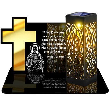 ZNICZ SOLARNY LED WIECZNY PODSTAWKA NA CMENTARZ GRÓB lampka Krzyż 3D